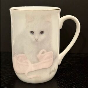 Otagiri Vintage Cup White Porcelain Cat & Pink Ballet Slipper Bob Harrison Art